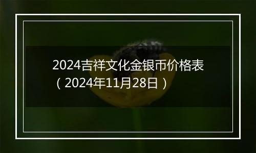 2024吉祥文化金银币价格表（2024年11月28日）