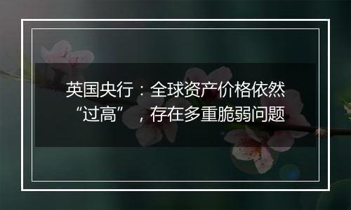 英国央行：全球资产价格依然“过高”，存在多重脆弱问题