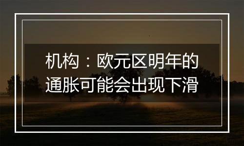 机构：欧元区明年的通胀可能会出现下滑