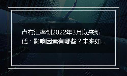 卢布汇率创2022年3月以来新低：影响因素有哪些？未来如何走？