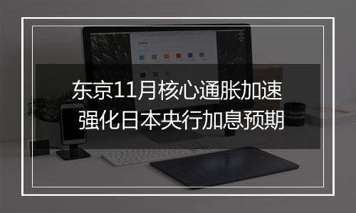 东京11月核心通胀加速 强化日本央行加息预期