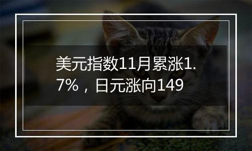 美元指数11月累涨1.7%，日元涨向149