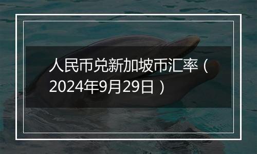 人民币兑新加坡币汇率（2024年9月29日）