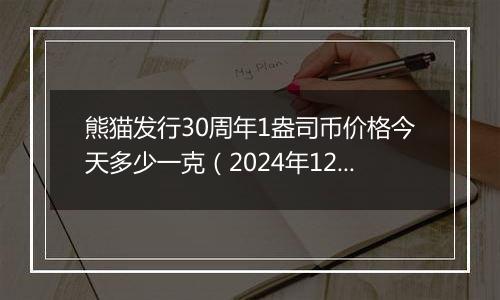 熊猫发行30周年1盎司币价格今天多少一克（2024年12月02日）