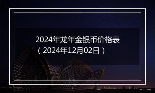 2024年龙年金银币价格表（2024年12月02日）