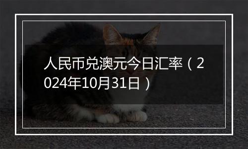 人民币兑澳元今日汇率（2024年10月31日）