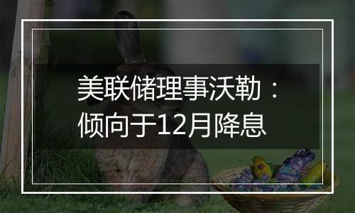 美联储理事沃勒：倾向于12月降息