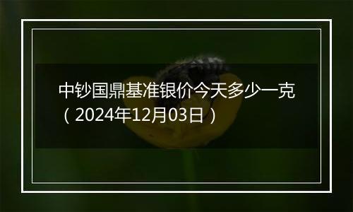 中钞国鼎基准银价今天多少一克（2024年12月03日）