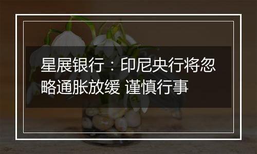 星展银行：印尼央行将忽略通胀放缓 谨慎行事