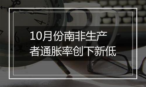 10月份南非生产者通胀率创下新低