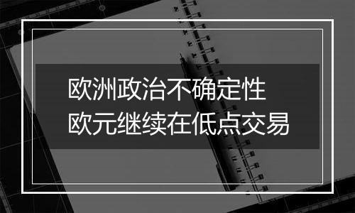 欧洲政治不确定性 欧元继续在低点交易