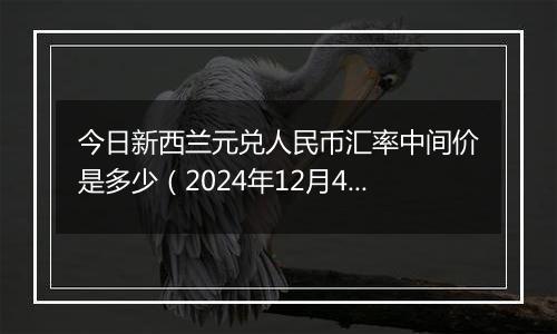 今日新西兰元兑人民币汇率中间价是多少（2024年12月4日）