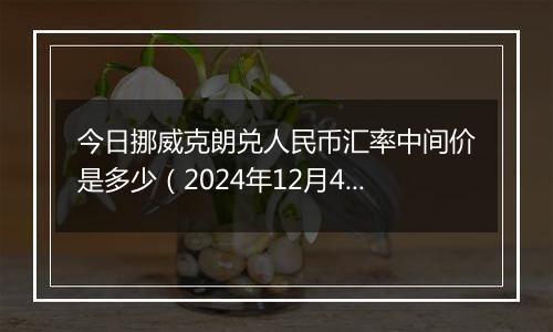 今日挪威克朗兑人民币汇率中间价是多少（2024年12月4日）