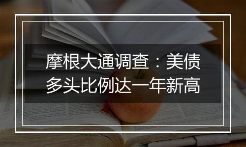 摩根大通调查：美债多头比例达一年新高