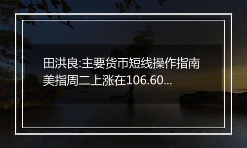 田洪良:主要货币短线操作指南 美指周二上涨在106.60之下遇阻