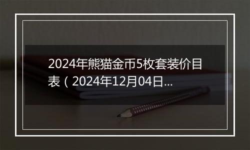 2024年熊猫金币5枚套装价目表（2024年12月04日）