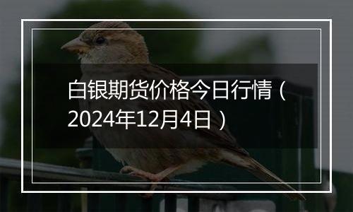 白银期货价格今日行情（2024年12月4日）