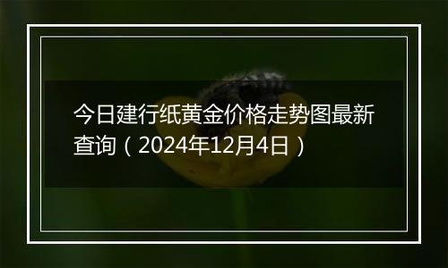 今日建行纸黄金价格走势图最新查询（2024年12月4日）