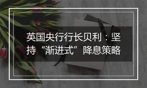 英国央行行长贝利：坚持“渐进式”降息策略