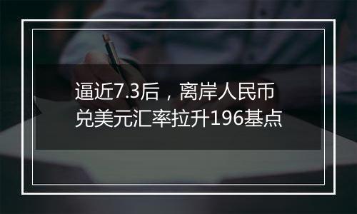 逼近7.3后，离岸人民币兑美元汇率拉升196基点