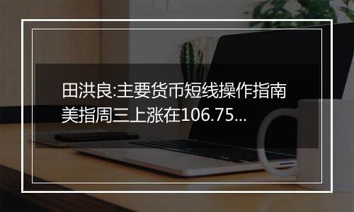 田洪良:主要货币短线操作指南 美指周三上涨在106.75之下遇阻