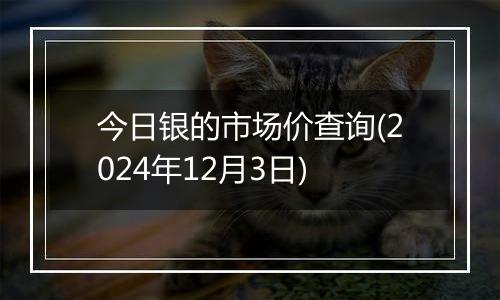 今日银的市场价查询(2024年12月3日)