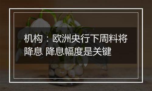 机构：欧洲央行下周料将降息 降息幅度是关键