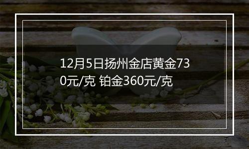 12月5日扬州金店黄金730元/克 铂金360元/克