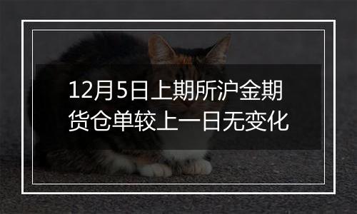 12月5日上期所沪金期货仓单较上一日无变化