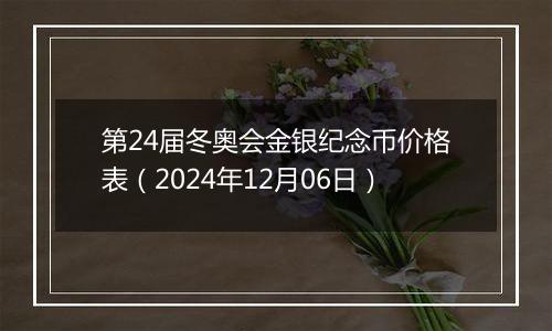 第24届冬奥会金银纪念币价格表（2024年12月06日）