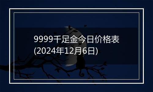 9999千足金今日价格表(2024年12月6日)