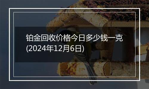 铂金回收价格今日多少钱一克(2024年12月6日)