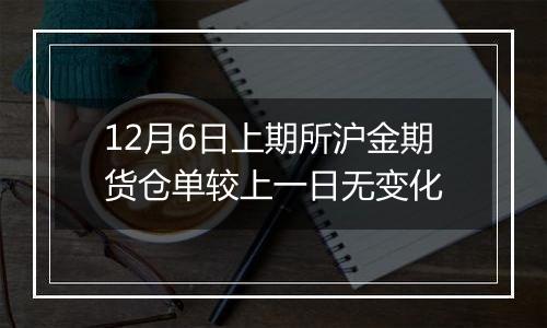 12月6日上期所沪金期货仓单较上一日无变化