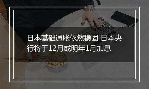 日本基础通胀依然稳固 日本央行将于12月或明年1月加息