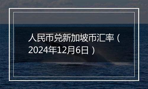 人民币兑新加坡币汇率（2024年12月6日）