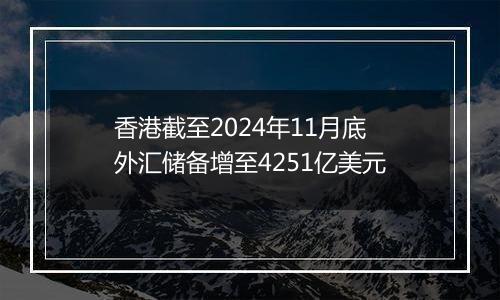 香港截至2024年11月底外汇储备增至4251亿美元