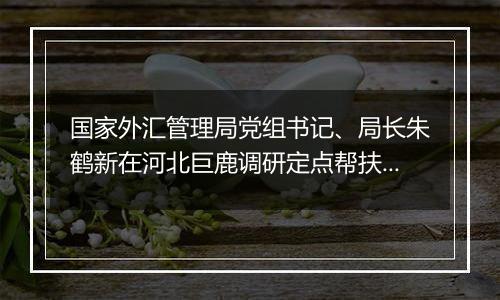 国家外汇管理局党组书记、局长朱鹤新在河北巨鹿调研定点帮扶工作