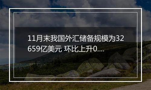 11月末我国外汇储备规模为32659亿美元 环比上升0.15%