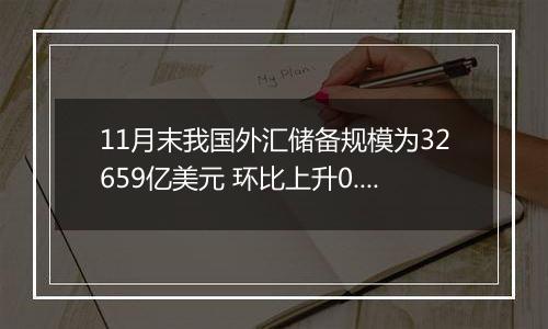 11月末我国外汇储备规模为32659亿美元 环比上升0.15%