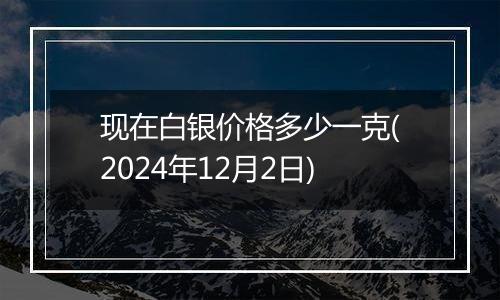 现在白银价格多少一克(2024年12月2日)