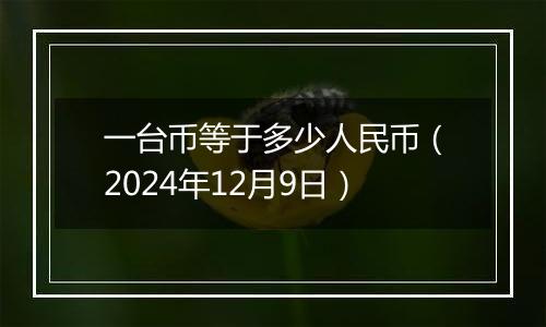 一台币等于多少人民币（2024年12月9日）