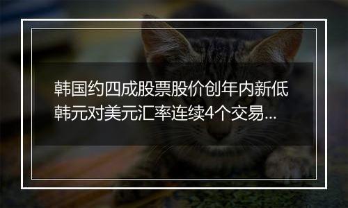 韩国约四成股票股价创年内新低 韩元对美元汇率连续4个交易日下跌