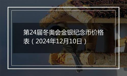 第24届冬奥会金银纪念币价格表（2024年12月10日）