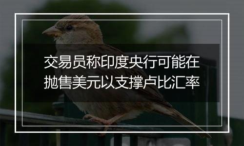 交易员称印度央行可能在抛售美元以支撑卢比汇率