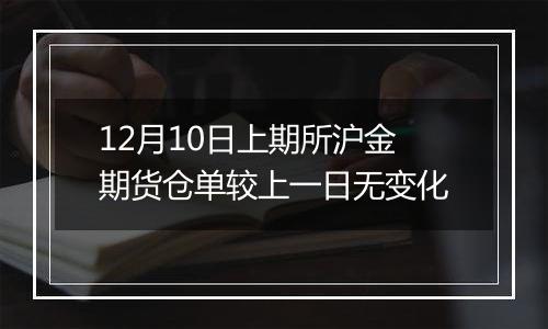 12月10日上期所沪金期货仓单较上一日无变化