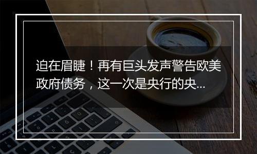 迫在眉睫！再有巨头发声警告欧美政府债务，这一次是央行的央行！