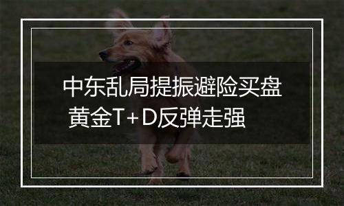 中东乱局提振避险买盘 黄金T+D反弹走强