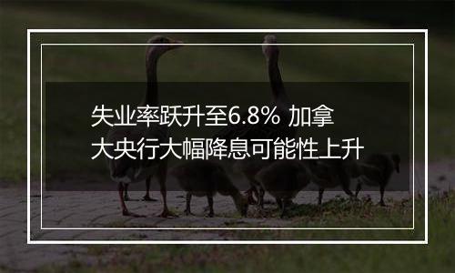 失业率跃升至6.8% 加拿大央行大幅降息可能性上升