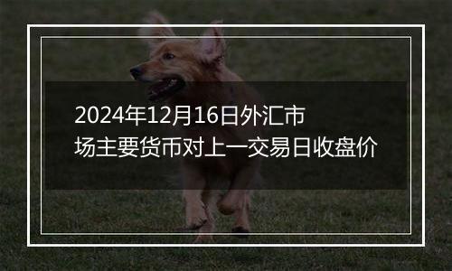 2024年12月16日外汇市场主要货币对上一交易日收盘价