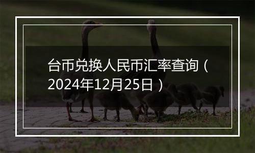 台币兑换人民币汇率查询（2024年12月25日）